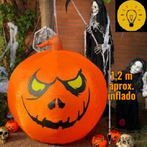 INFLABLE DECORACION CALABAZA MALVADA LUMINOSO TERROR 1,2 MTS X 1